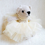 Tutu Scrunch Coquette Ballerina Bear Bag Charm Keychain Cream