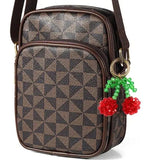 Bling Crystal Beaded Double Cherry Keyring Bag Charm