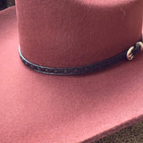 Tooled Vegan Leather Western Hat Band with Silver-Tone Buckle