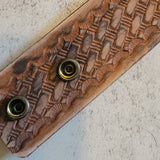 Western Boho Layering Hand Tooled Leather Bracelet Brown