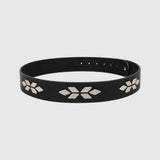 Black Faux Leather Western Hat Band with Silver-Tone Conchos