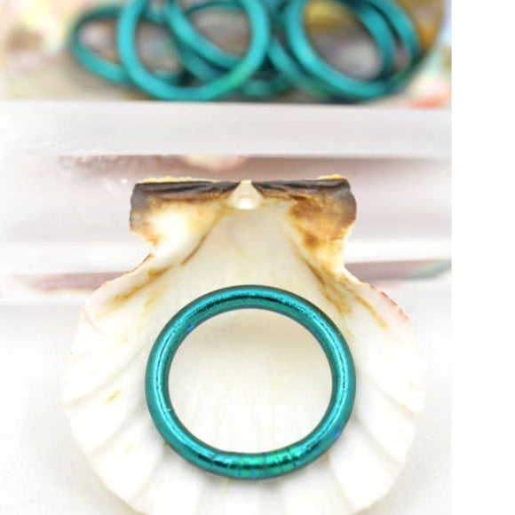 Single Thai Buddhist Temple Colorful Stackable Kumlai Rings Rush Ocean Blue