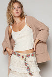 Floral Embroidered Belt – Cream & Ruby | Beaded Straw Buckle | Pol Clothing