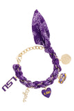 LSU Tigers Purple Paisley Bandana Charm Bracelet