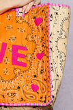 LOVE Bandana Quilted Tote Bag | Orange Multi