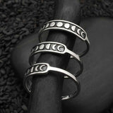 Artisan Sterling Silver Moon Phases Band Stacking Ring