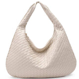 Victoria Woven Vegan Leather Hobo Bag | Oatmilk
