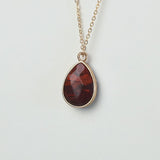 Crimson Natural Agate Stone Teardrop Pendant Layering Necklace
