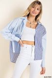 Mix and Match Stripe Long Sleeve Shirt Blue White