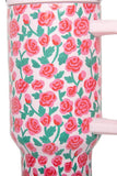 Whimsical Roses 38 oz Stainless Steel Tumbler in Light Pink