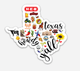 Texas State Symbols Sticker HEB Longhorn Bucees