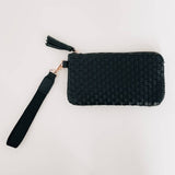 Emma Woven Clutch Wristlet Black Woven