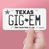 Gig ’Em Texas License Plate Waterproof Sticker