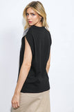 Cotton Knit Silver Sequin Detail Top Black