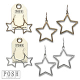 Matte Gold Finish Open Star Dangle Earring