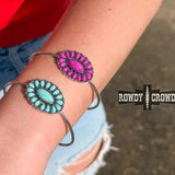 Western Layering Silver Hot Pink Blossom Cuff Bracelet