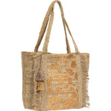 Magid Metallic Leopard Print Natural Straw Jute Tote