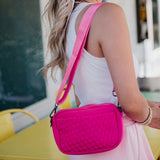 Hot Pink Woven Neoprene Crossbody Bag
