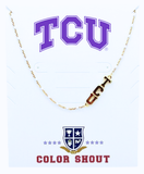 TCU Horned Frogs Enamel Bead Necklace – 18K Gold Plated