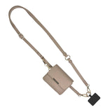 Clip & Go Unique RFID Crossbody Phone Carrier | Taupe Vegan Leather