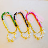 Roped And Pearled Shackle Bag Charm Black