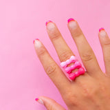 Kitsch Pink Bow Ring Set – Stackable Resin Rings