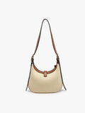 Ariana Straw & Vegan Leather Shoulder Bag in Natural/Brown