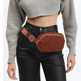 Santi Sherpa Shearling Sling Belt Bag Fanny Pack Brown