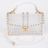 Studded Clear Crossbody Bag – Silver Metal Hardware