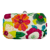 Tropical Floral Beaded Hard Clutch - Handcrafted Evening Bag