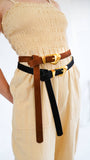 Skinny Suede Belt | Chubby Buckle | Brown