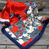 Red Navy Blue Paisley Printed Western Southwestern Wild Rag Scarf Accent