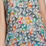 Multicolor Geometric Triangle Pop Print Button Up Sleeveless Blouse