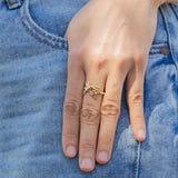 Hummingbird & Flower Ring | Sculptural | Bronze | Nina Designs
