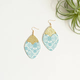 Josie Dangle Hinged Earring Light Blue Gold