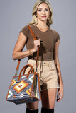 Handwoven Denim Cotton Tote Bag with Genuine Suede Handles