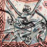 Bronc Rider Western Print Wild Rag Scarf | Mint & Blush | 36x36