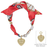 Red White Knotted Scarf Necklace with 1" Puffy Gold Heart Charm Game Day