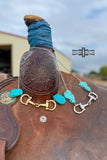 Western Equestrian Turquoise Snaffle Horse Bit Necklace Silver