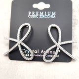 Silver Rhinestone CZ Bow Earrings
