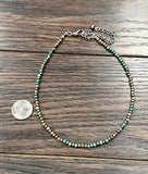 Navajo-Style Round Gemstone Western Bead Necklace – Adjustable 15–20"