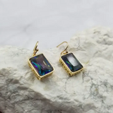 Boho Multicolor Crystal Rectangle Semi Precious Earrings