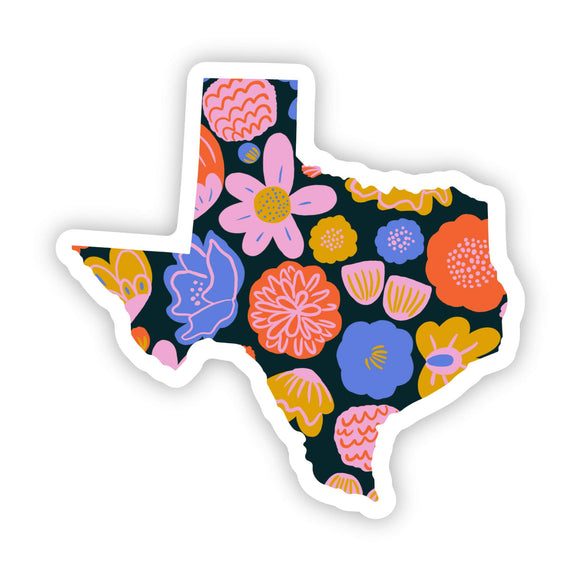 Texas Vinyl Sticker Colorful Flowers