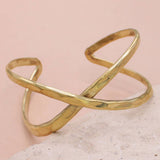 Gold Hammered Crisscross Cuff Bracelet