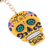 Yellow Sugar Skull Tassel Keychain KeyRing Bag Charm