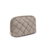Cloud Kiss Quilted Puffer Nylon Cosmetic Dome Pouch in Desert Sage