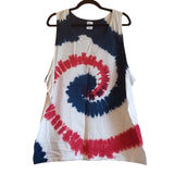 Red White & Blue Tie Dye Swirl Tank Top