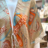 Satin Feel Kimono Ruana Wrap Beach Coverup with Tie Beige