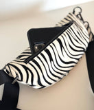 Zebra Print Hair on Hide Leather Sling Bag Crossbody