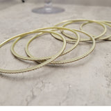 Light Gold with Gold Glitter Thin Metal Bangles Metallics Stack of 6